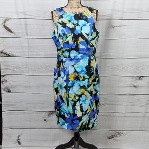 MUSE Blue/Green/Yellow/Black Floral Dress Sz 14